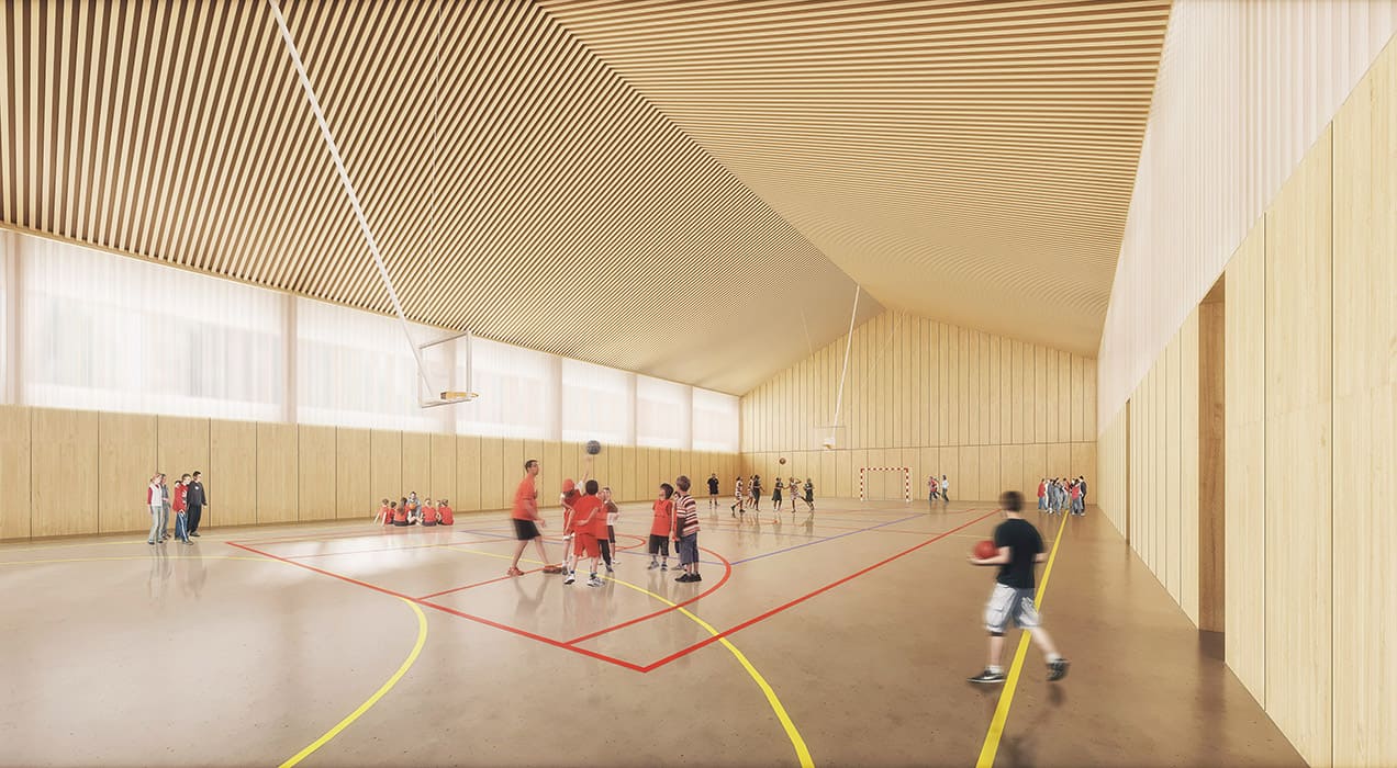 Perspective du gymnase - Collège DUPATY à Blanquefort - TLR Architecture