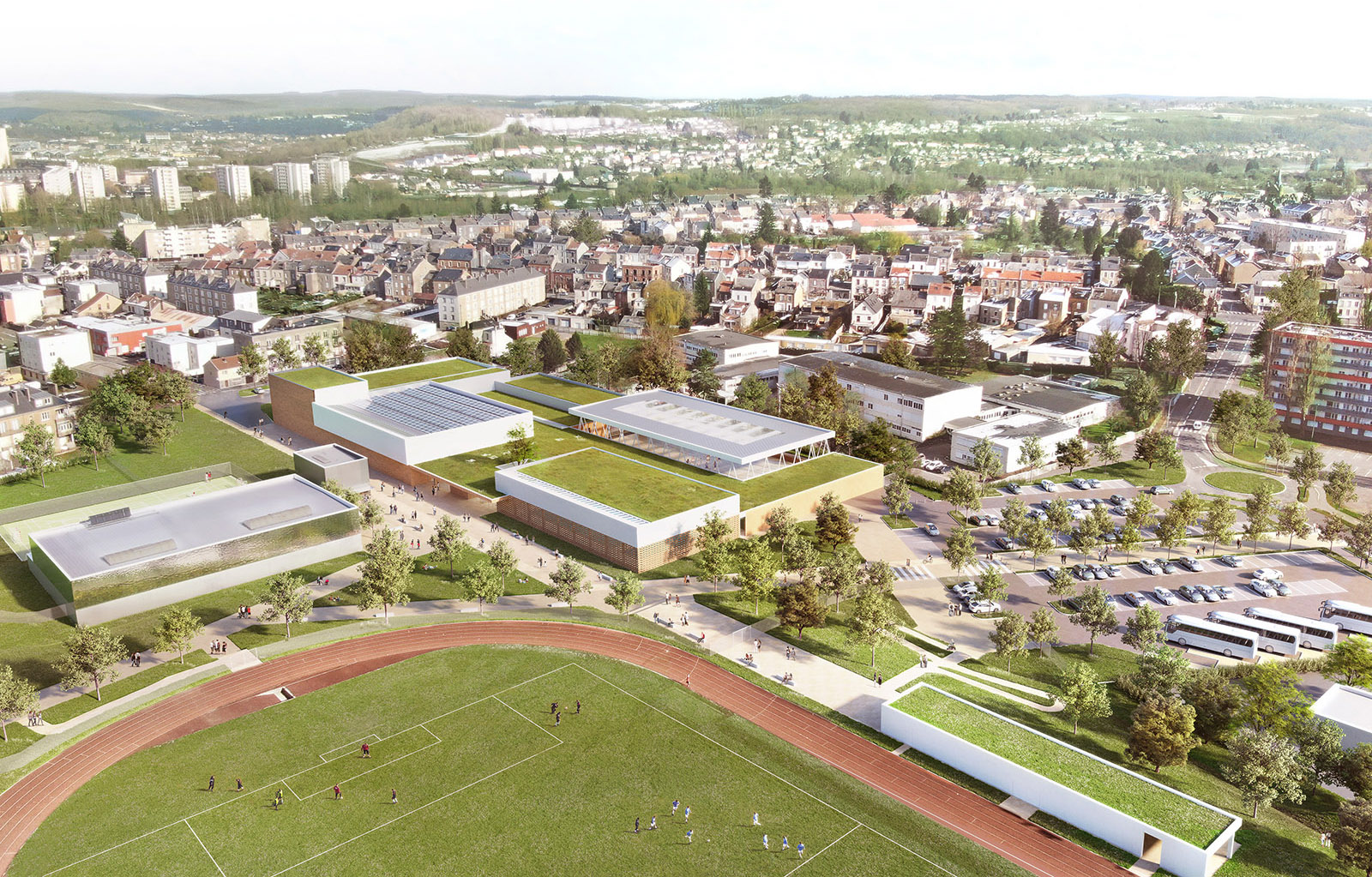 Perspective aérienne - Complexe sportif de Charleville-Mezières BVL Architecture